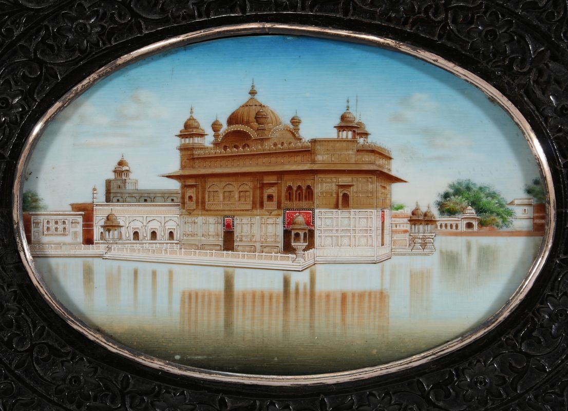 A GOUACHE MINIATURE OF GOLDEN TEMPLE AT AMRITSAR