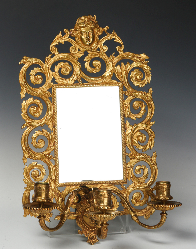 A PAIR FINE 19TH CENT GILDED BRONZE ROCOCO SCONCES