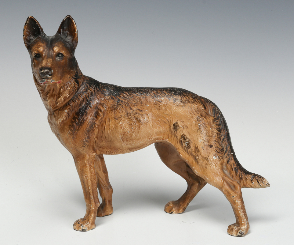 A HUBLEY CAST IRON GERMAN SHEPHERD DOOR STOP