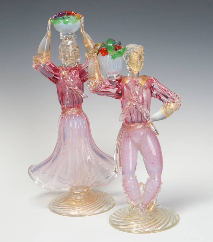 ITALIAN MURANO BLOWN GLASS MALE AND FEMALE FIGURES