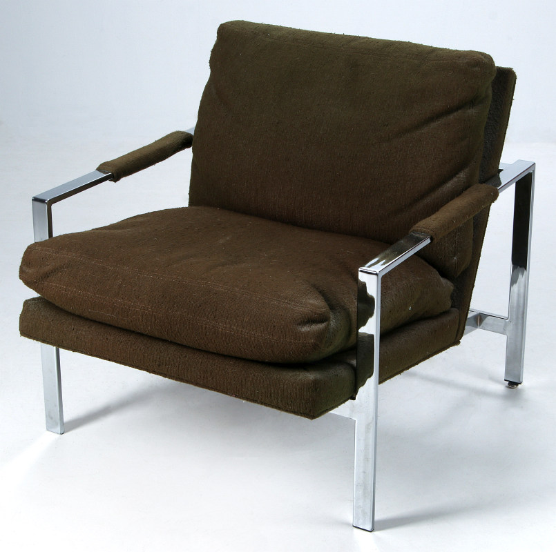 A MILO BAUGHMAN CHROMED STEEL CHAIR FOR THAYER