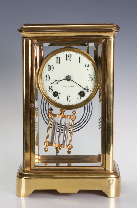 A SETH THOMAS CRYSTAL REGULATOR TABLE CLOCK