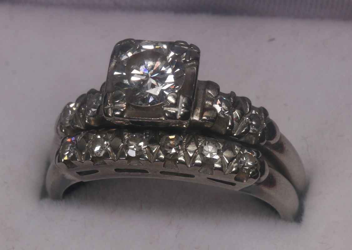 VINTAGE 18K AND 1/2 CARAT DIAMOND ENGAGEMENT SET