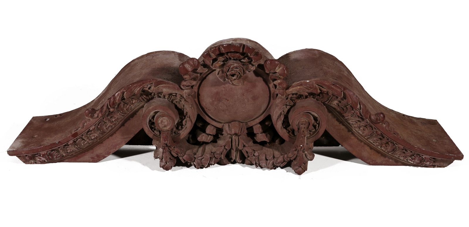 ANTIQUE CAST IRON ARCHITECTURAL PEDIMENT & FRIEZE