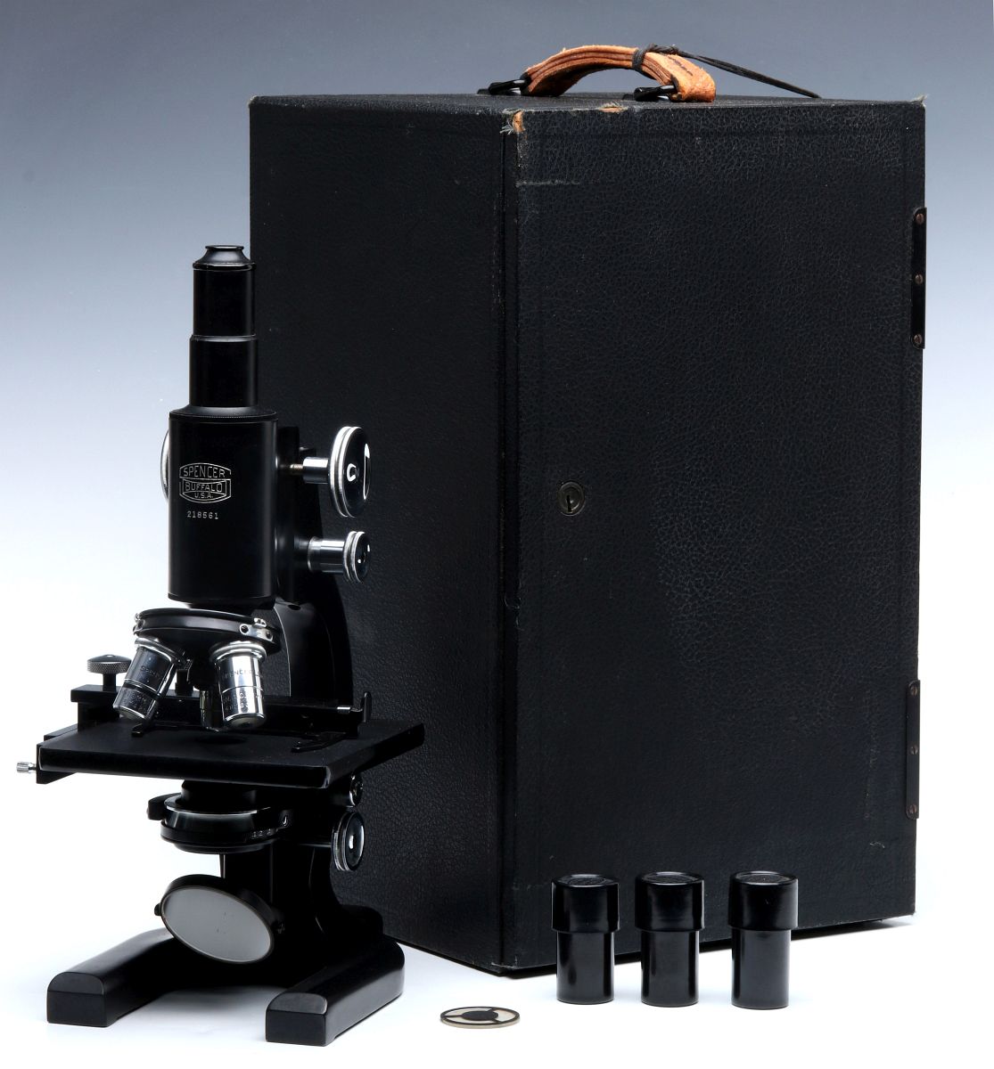 A VINTAGE SPENCER BUFFALO MONOCULAR MICROSCOPE