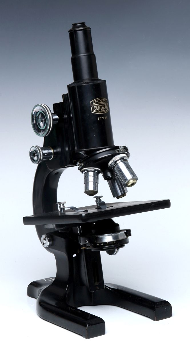 A VINTAGE SPENCER BUFFALO MONOCULAR MICROSCOPE