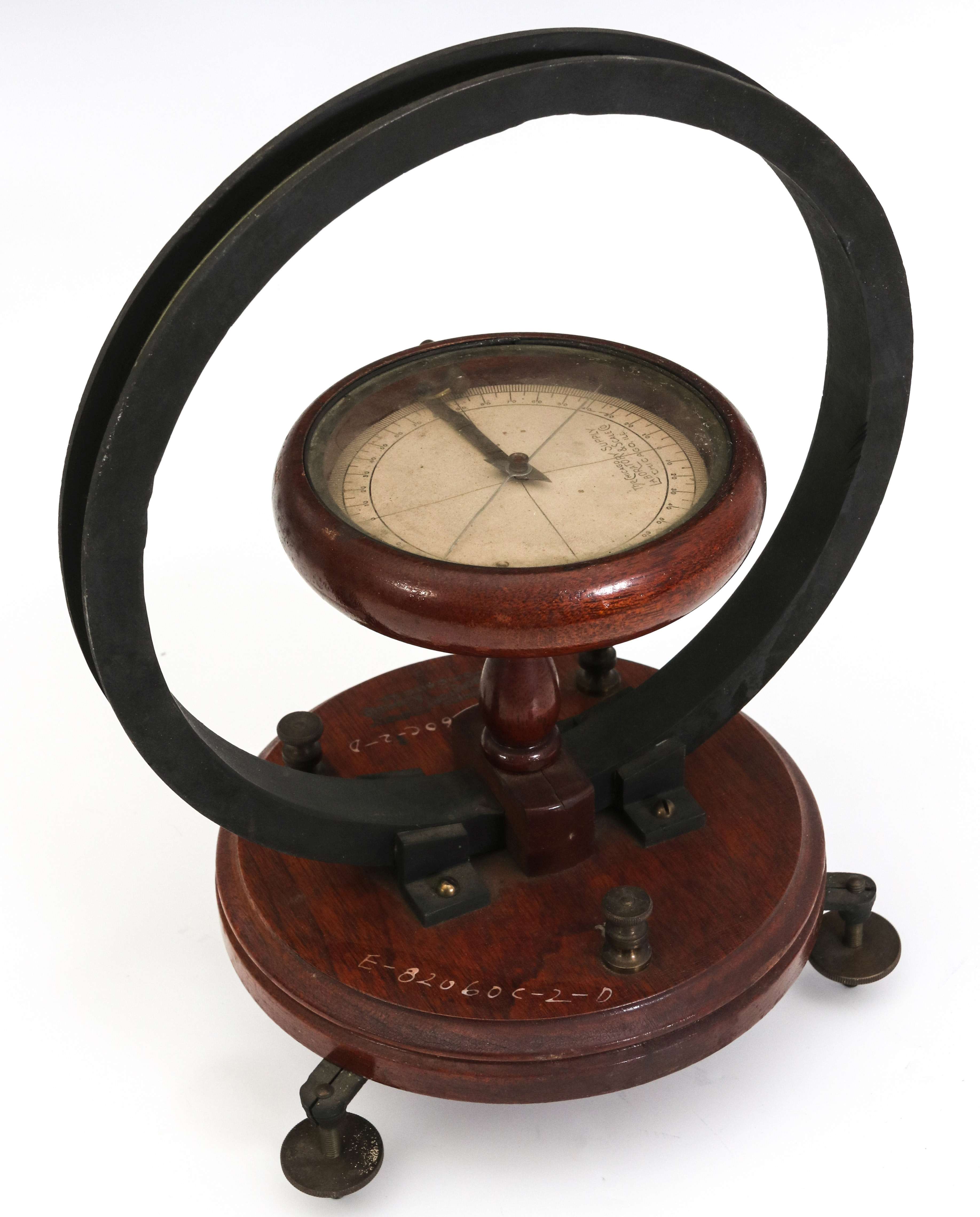 A MAHOGANY AND BRASS TANGENT GALVANOMETER C. 1900