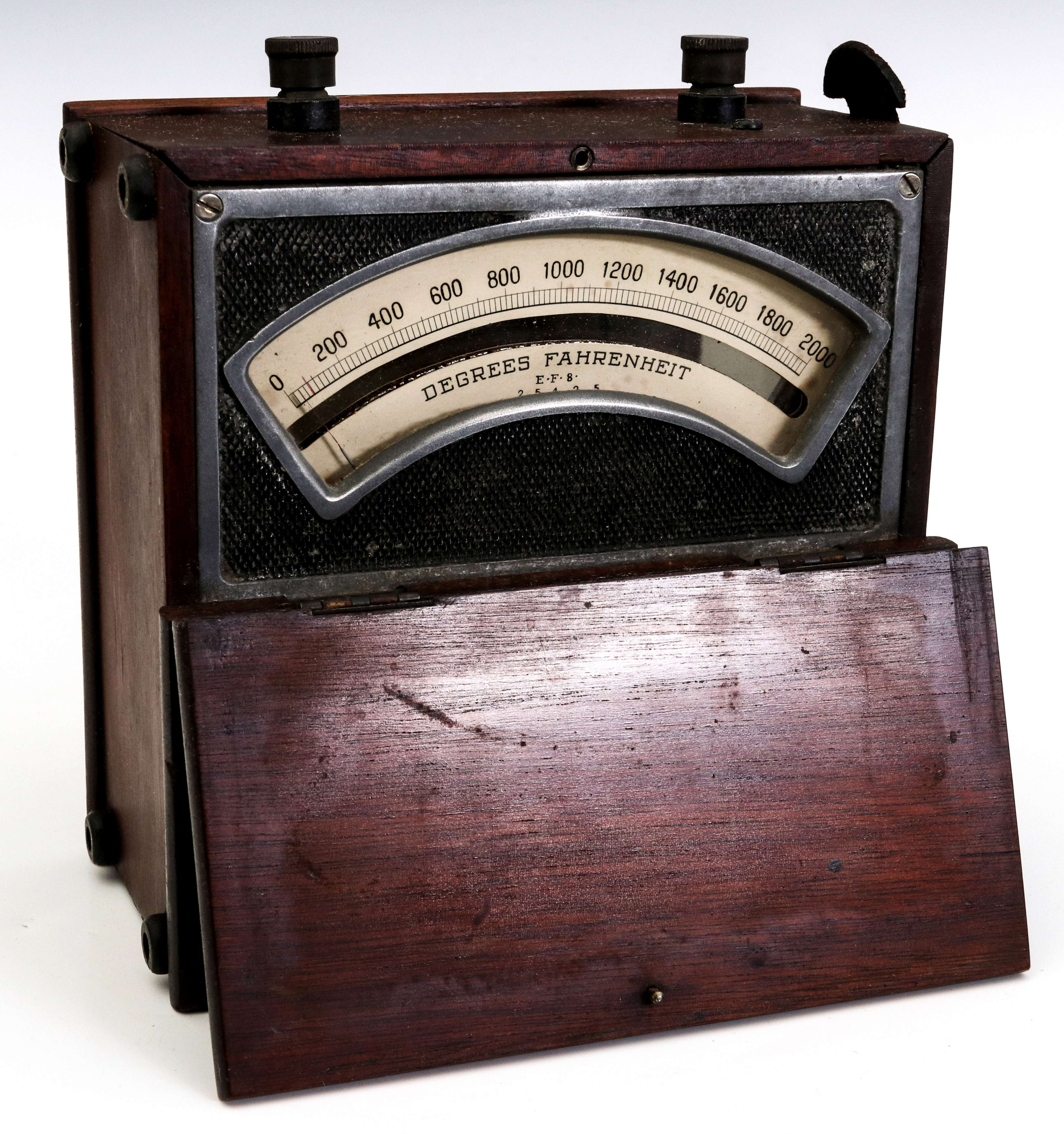 A BROWN INSTR MAHOGANY FAHRENHEIT METER C. 1914