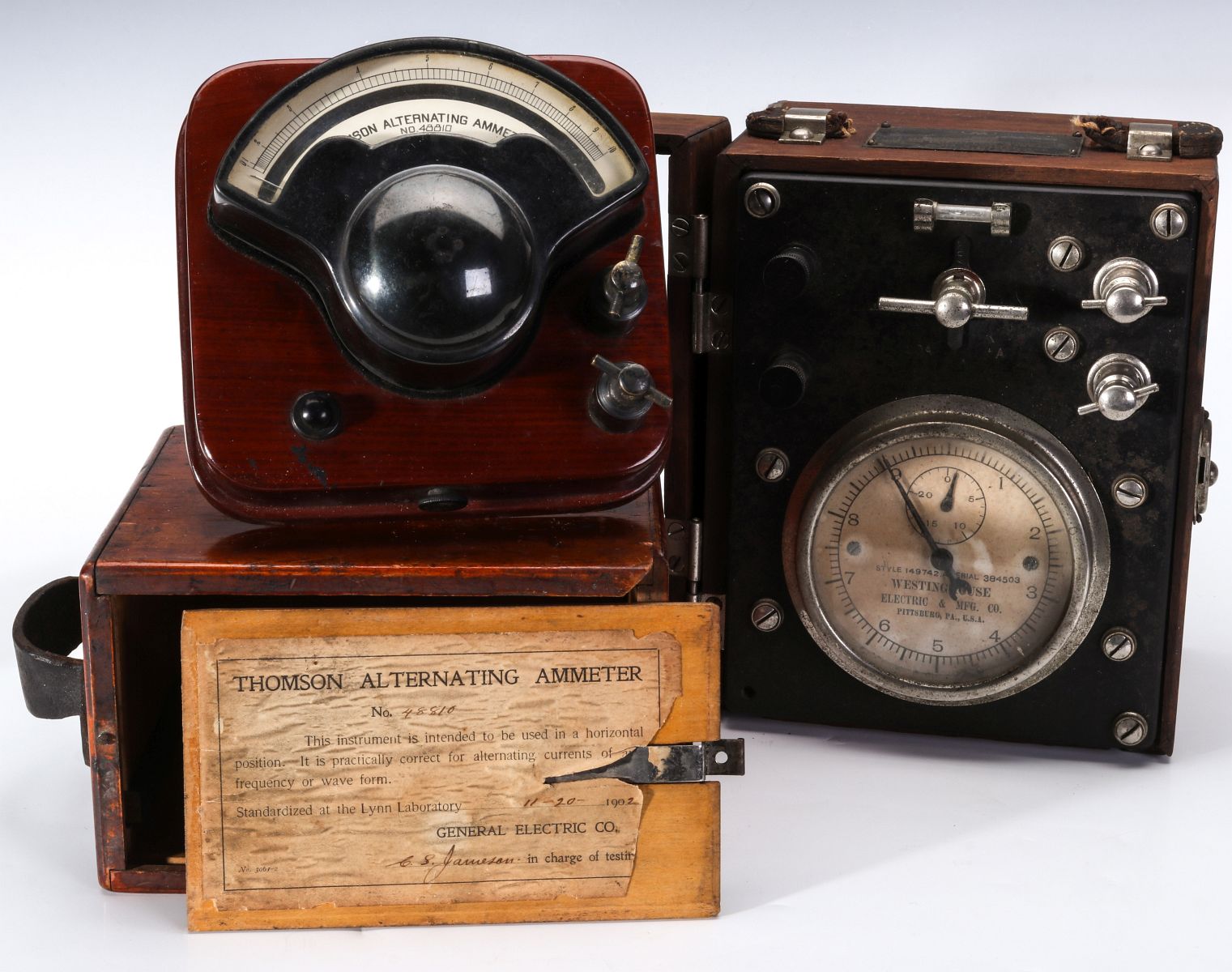 VINTAGE ALTERNATING AMMETER AND WATT-HOUR GAUGES