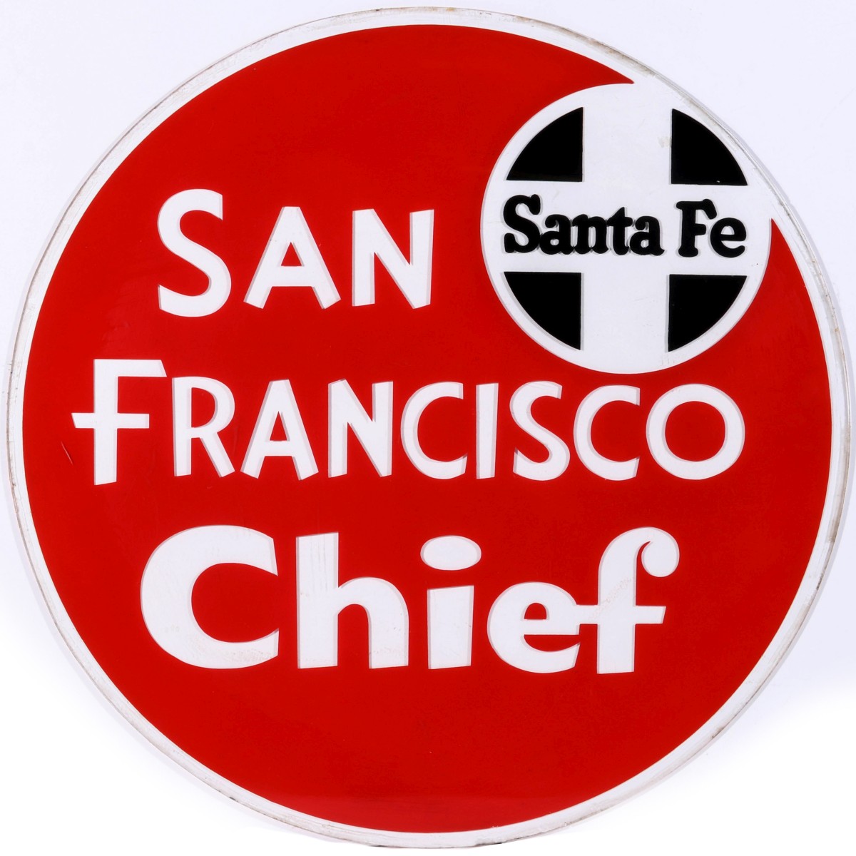 A SANTA FE RAILROAD SAN FRANCISCO CHIEF DRUM HEAD LENS