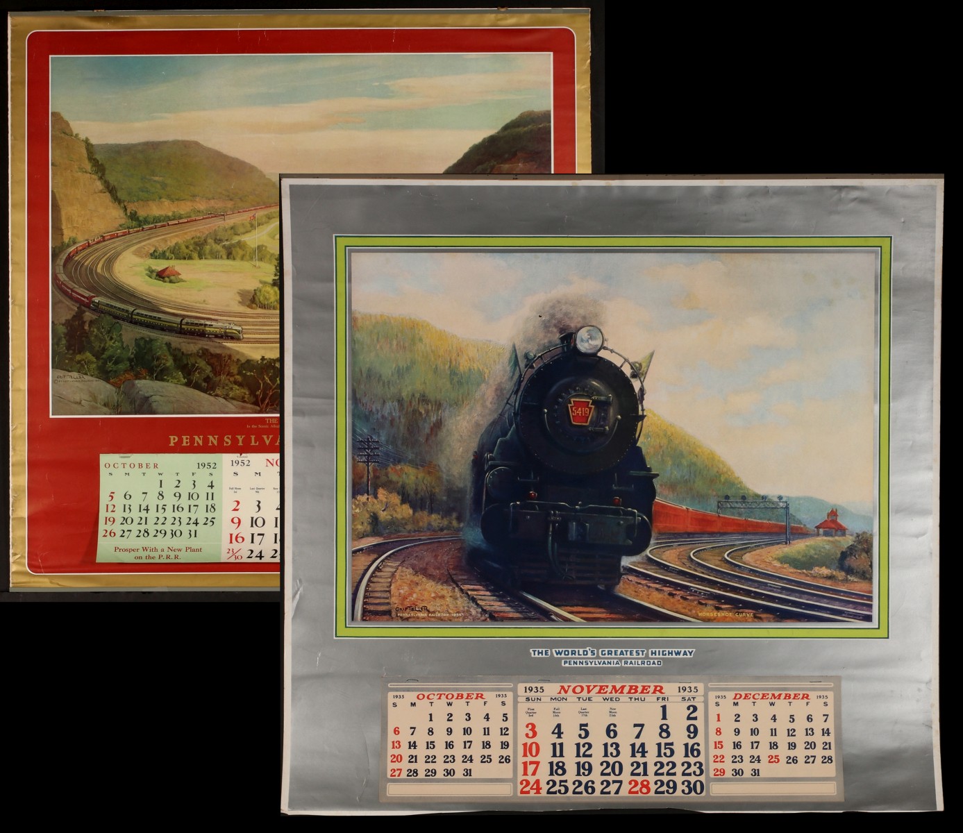 TWO PENNSYLVANIA RAILROAD ILLUSTRATED CALENDARS