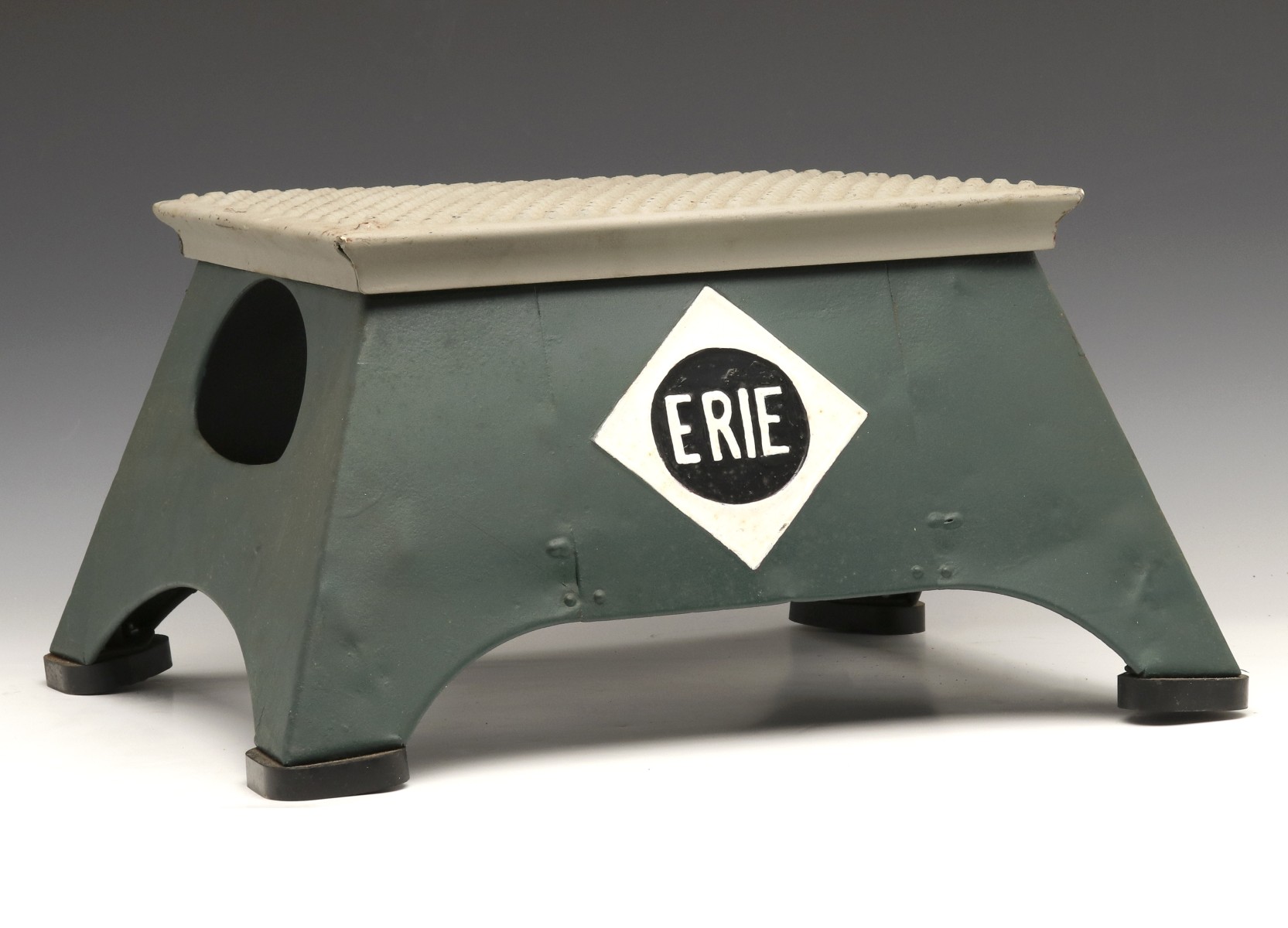 AN ERIE RAILROAD STEEL STEP BOX