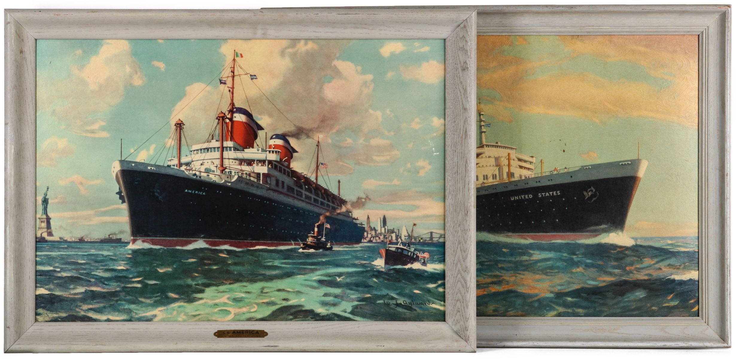 UNITED STATES LINES OCEAN LINER ADVERTISING PRINTS 1940