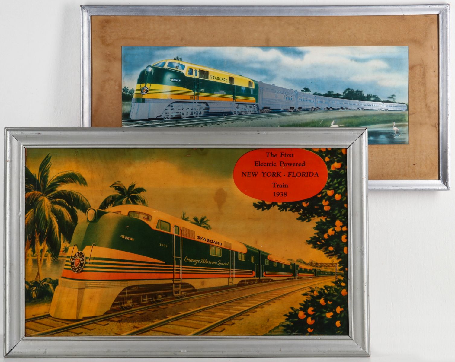 TWO SEABOARD RAILWAY ADVERTISING PRINTS CIRCA 1940