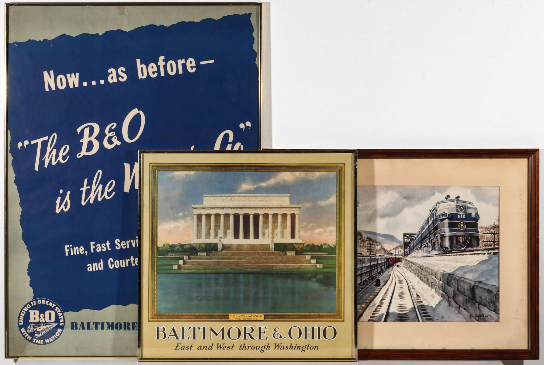 THREE GOOD B&O RAILROAD POSTERS AND PRINTS