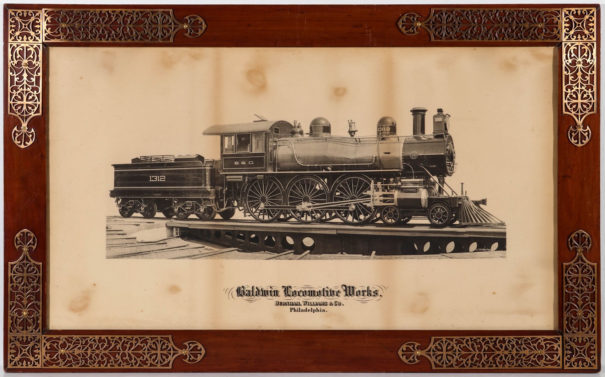 A BALDWIN LOCOMOTIVE WORKS BUILDER'S PHOTO OF B&O #1312