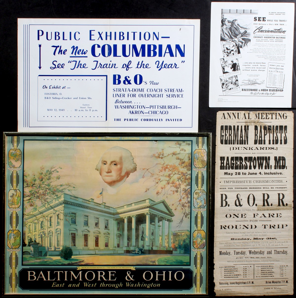 AN EARLY BROADSIDE WITH OTHER B&O RAILROAD EPHEMERA