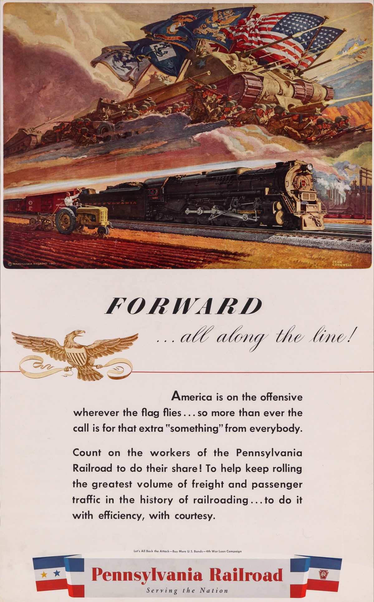 A WORLD WAR TWO ERA PENNSYLVANIA RAILROAD POSTER