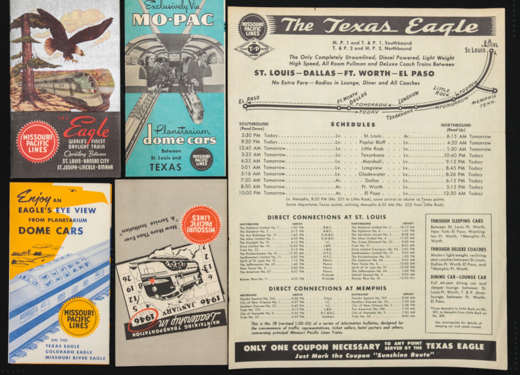 A COLLECTION OF MISSOURI PACIFIC TIME TABLES, BROCHURES