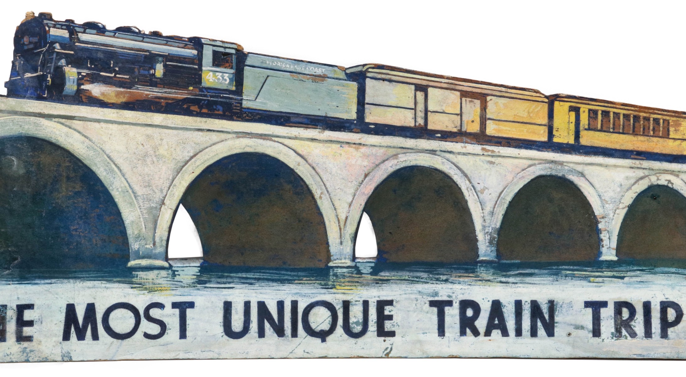 A FLORIDA EAST COAST RAILWAY DIE CUT ADVERTISING SIGN