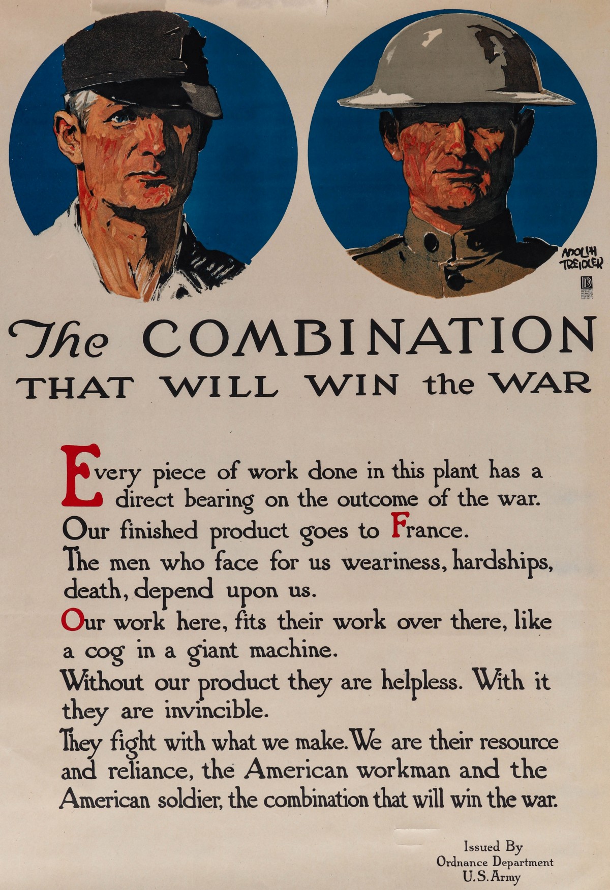 A WWI ORDNANCE DEPT. U.S. ARMY POSTER