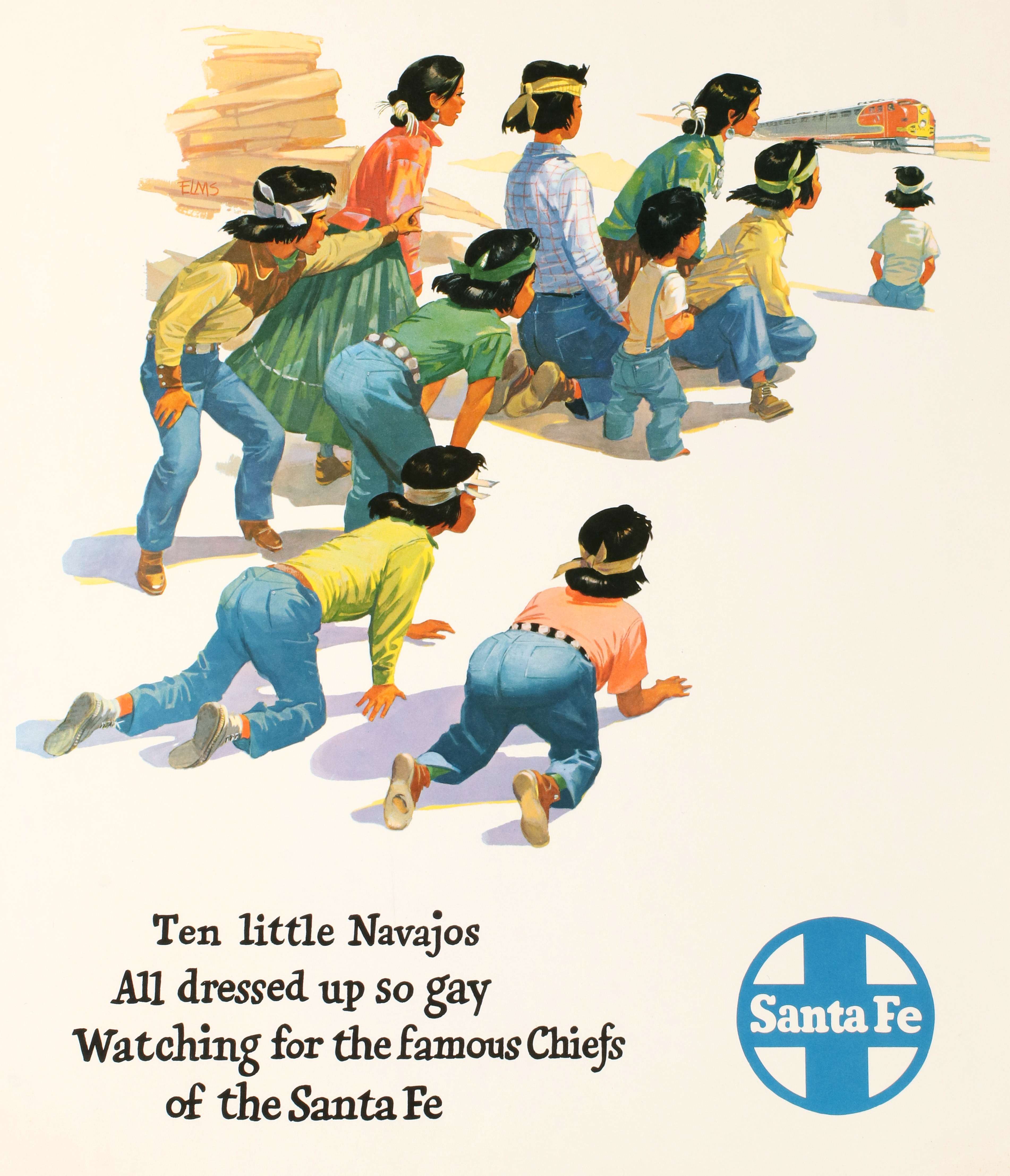 A SANTA FE CHIEF RAILROAD TEN LITTLE NAVAJOS POSTER