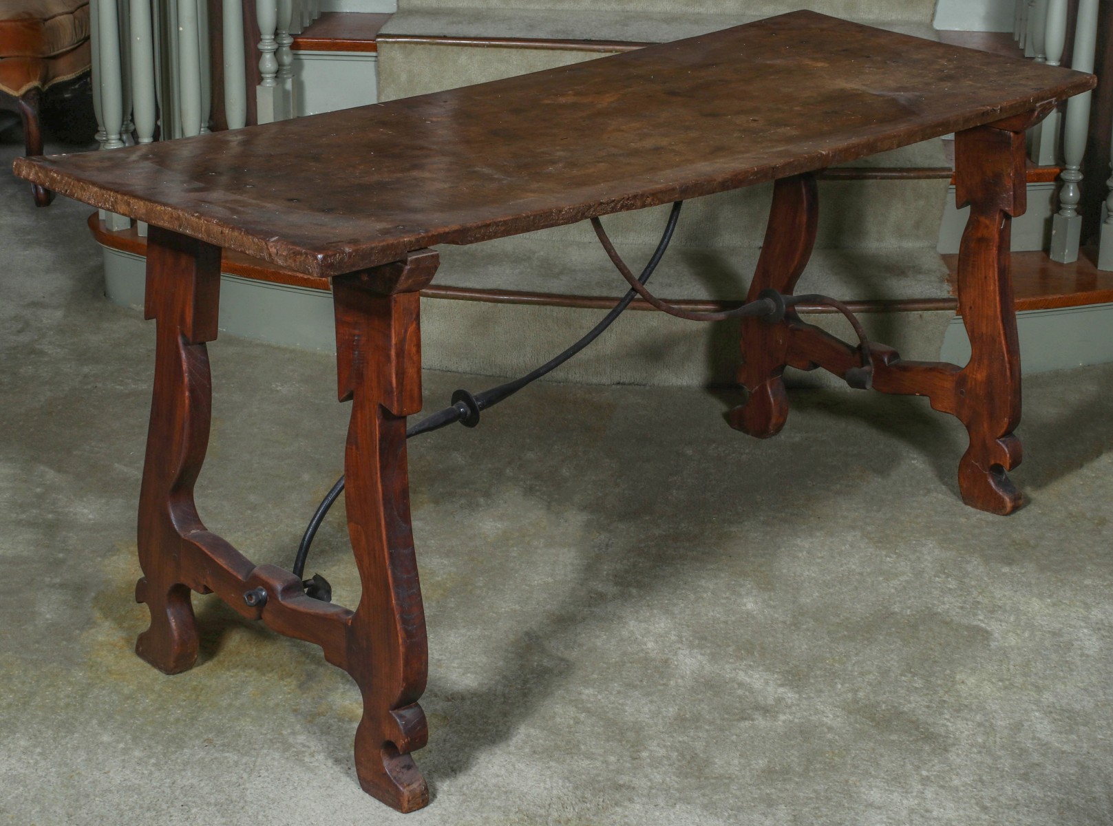 A 17TH CENTURY ITALIAN SINGLE PLANK FARM TABLE TOP