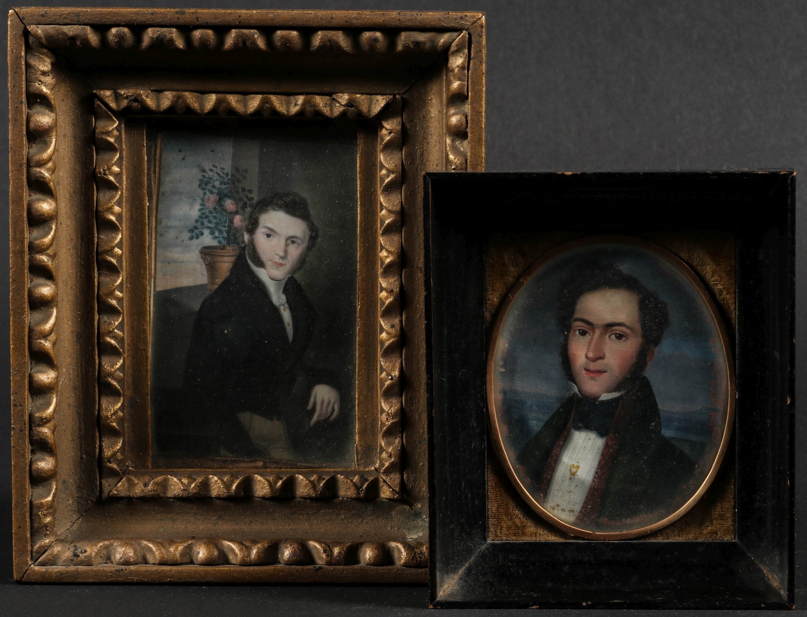 TWO GOOD 19TH C. MINIATURE PORTRAITS OF GENTLEMAN