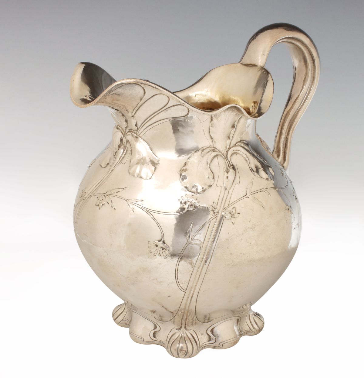 A GORHAM MARTELÃ‰ ART NOUVEAU SILVER WATER PITCHER