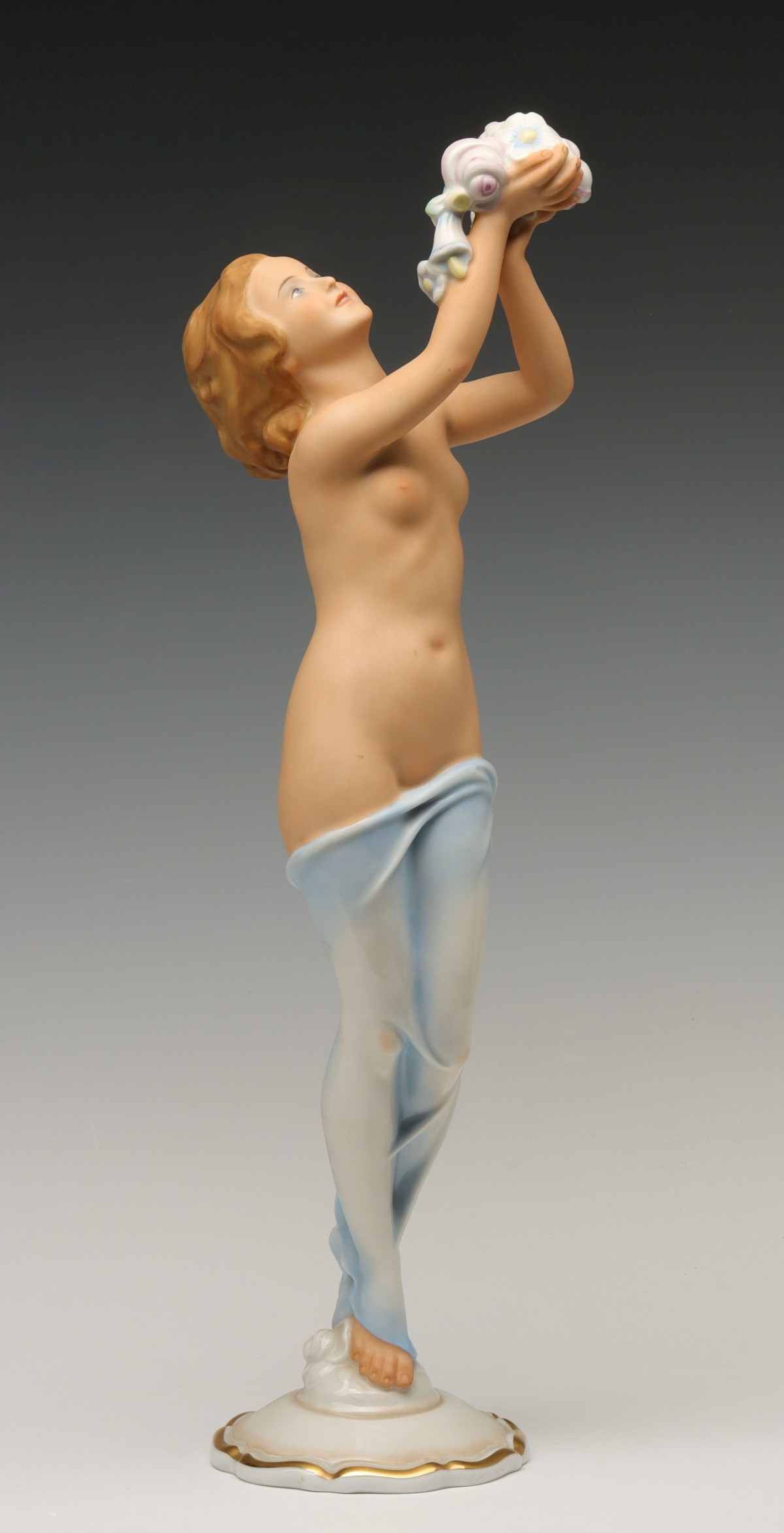 A VOLKSTEDT MULLER SEMI-NUDE PORCELAIN FIGURINE