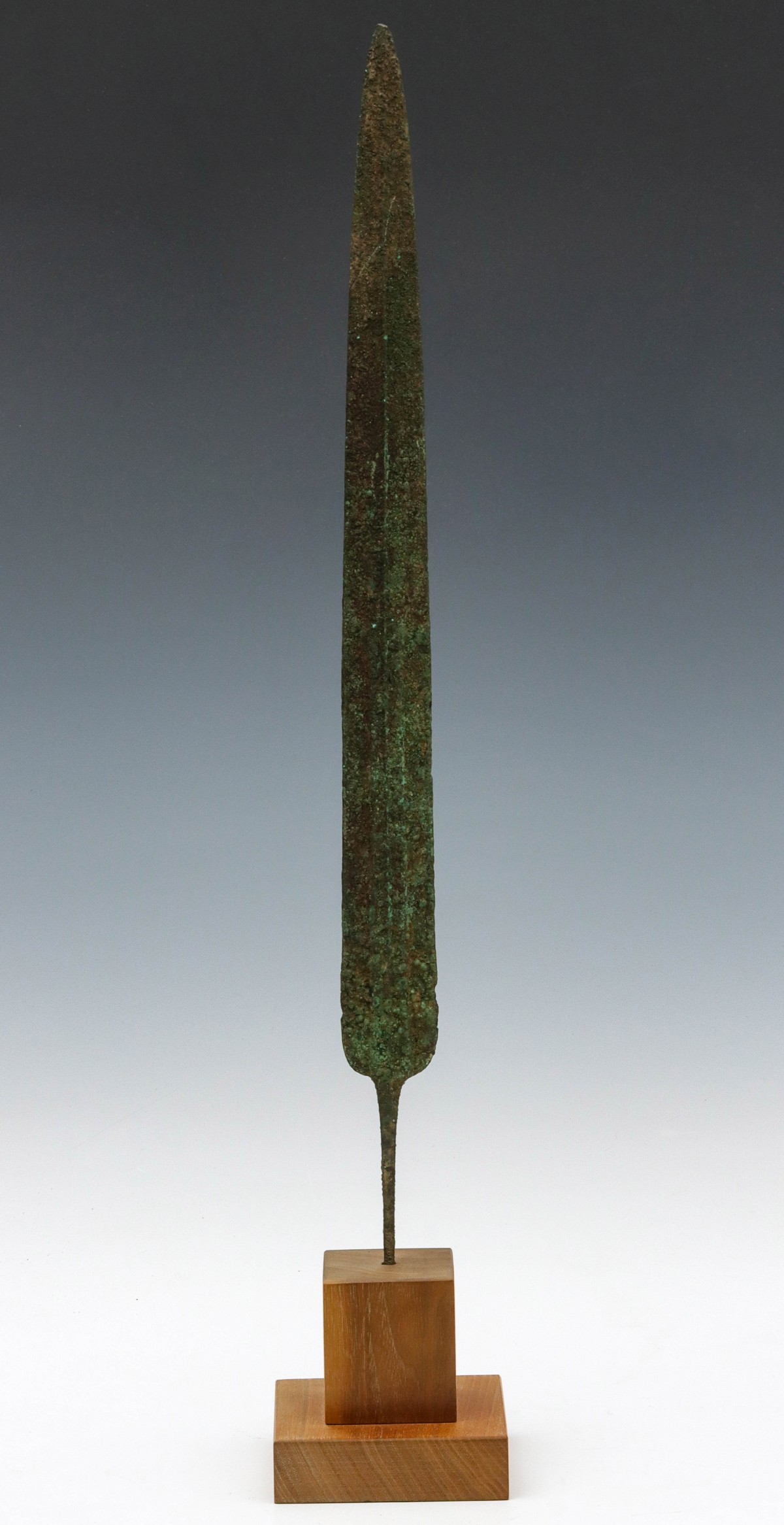 AN IRANIAN BRONZE SPEAR POINT CIRCA 1000 B.C.