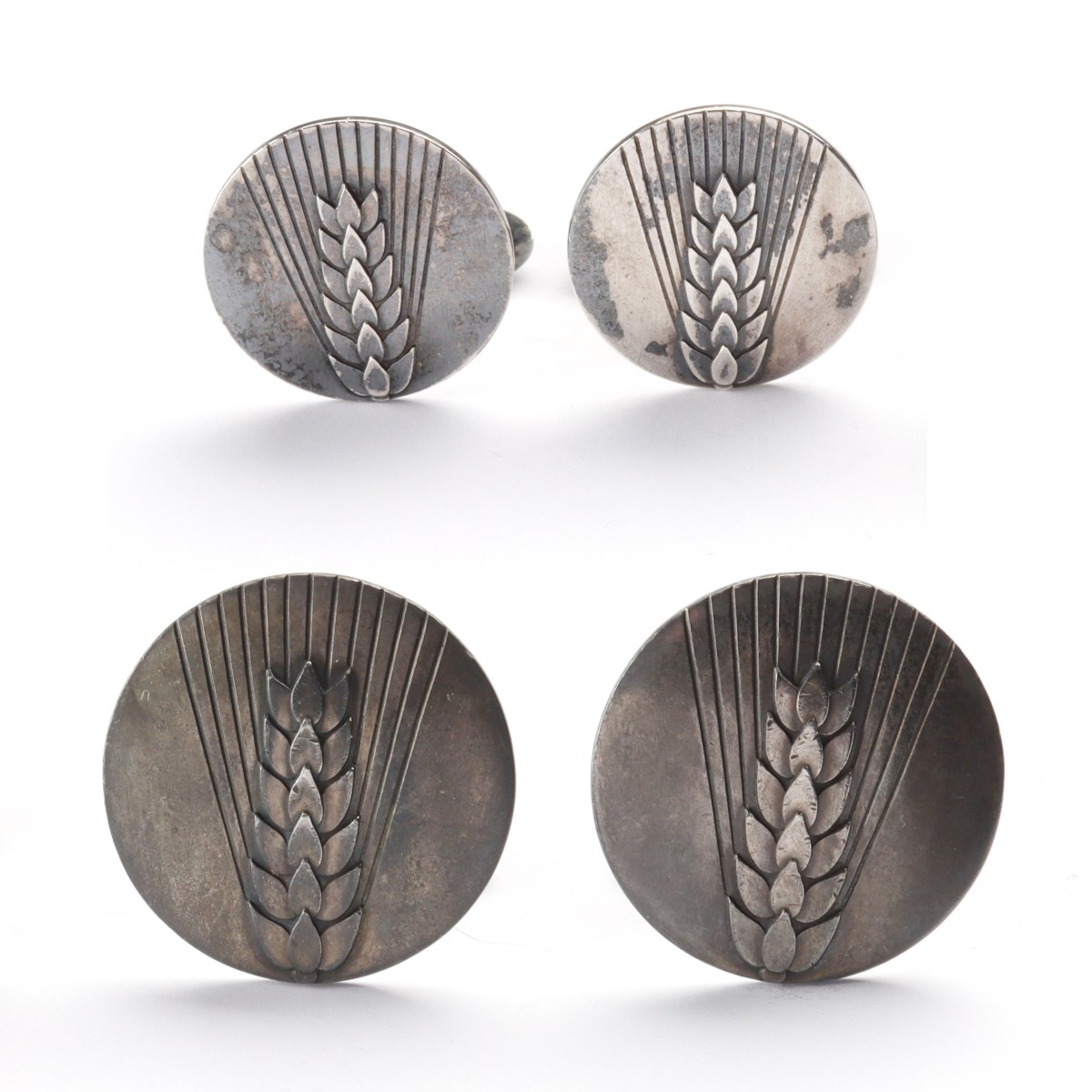 GEORG JENSEN WHEAT MOTIF CUFFLINKS IN TWO SIZES