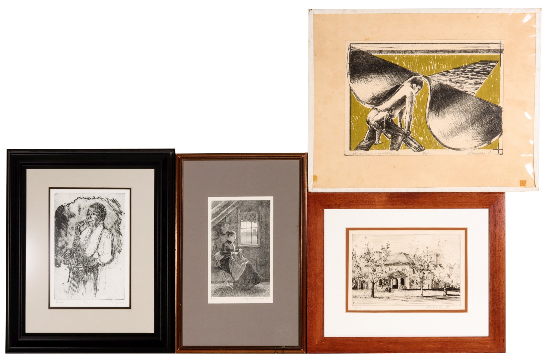 FOUR LISTED AMERICAN ARTIST PENCIL SIGNED PRINTS