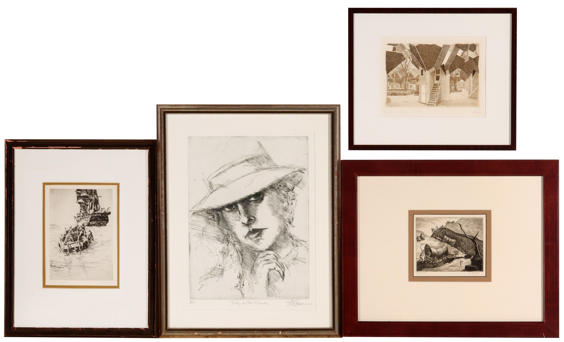 FOUR LISTED AMERICAN ARTIST PENCIL SIGNED PRINTS