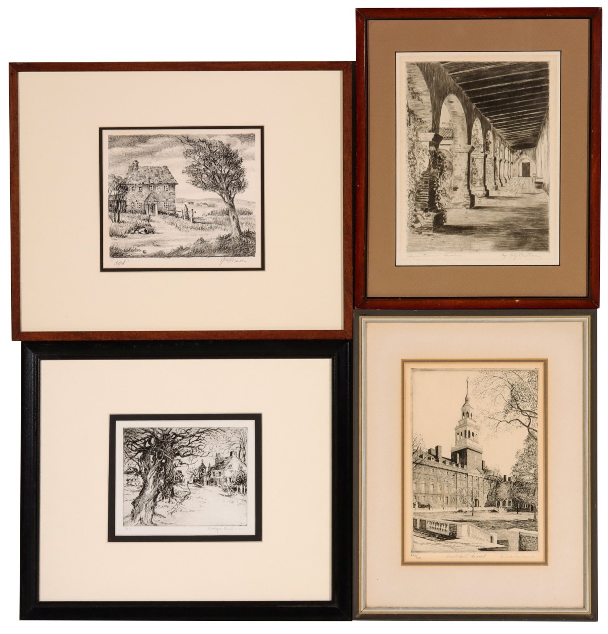 FOUR LISTED AMERICAN ARTIST PENCIL SIGNED PRINTS