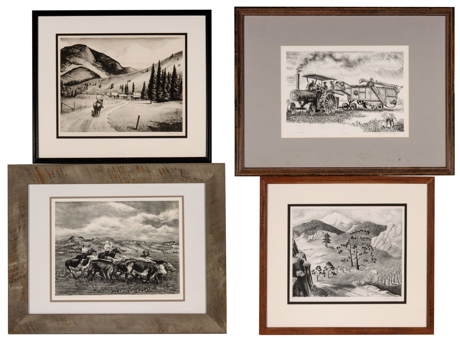 FOUR LISTED AMERICAN ARTIST PENCIL SIGNED PRINTS