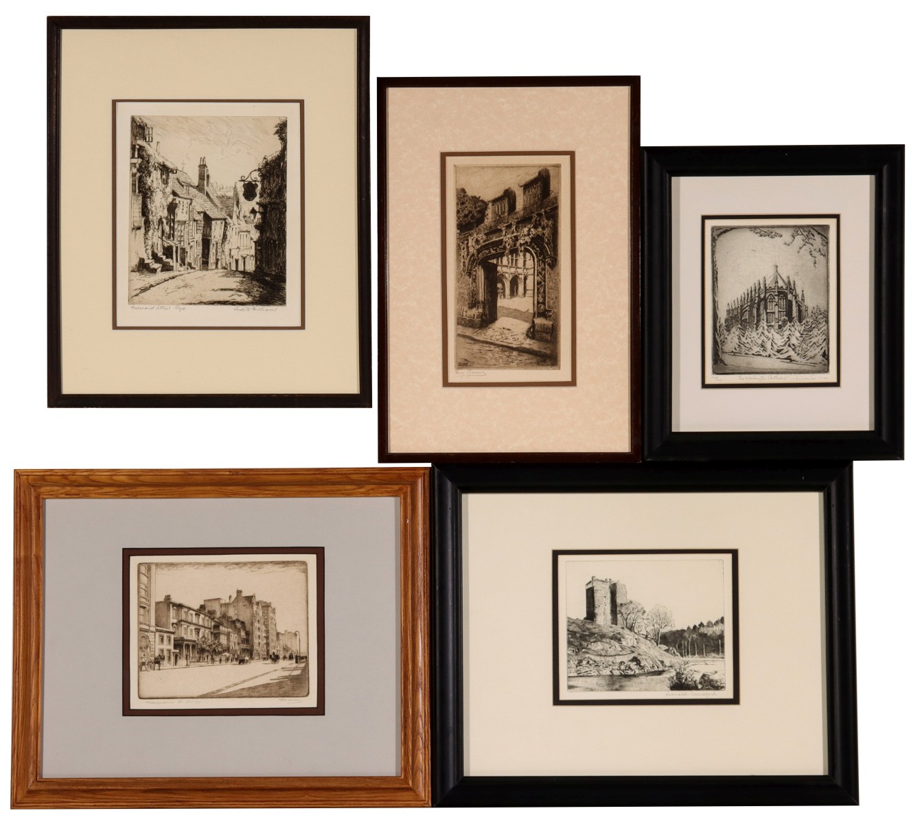 DON SWANN AQUATINT AND FOUR OTHER SIGNED ETCHINGS