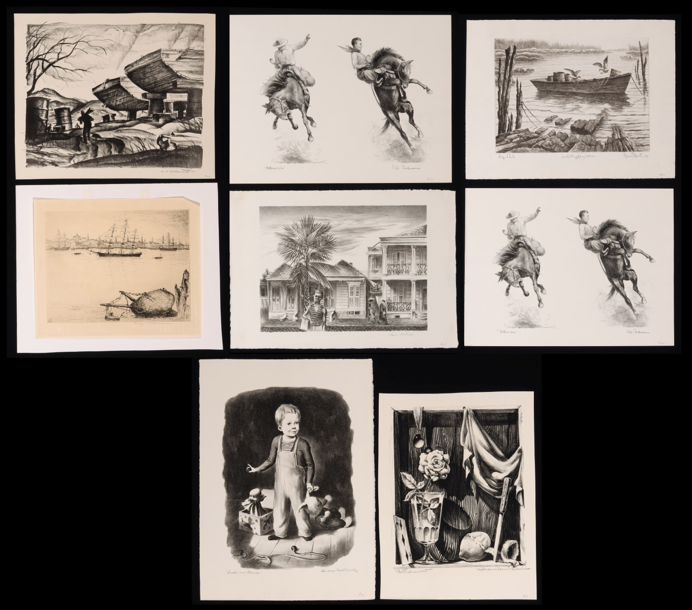 AARON BOHROD AND OTHER AAA LITHOGRAPHS (EIGHT PRINTS)