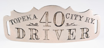 Topeka City Railway Driver Badge