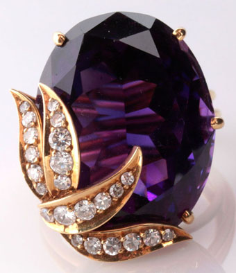 18k brazilian amethyst diamond cocktail ring