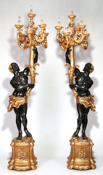 late 20th century parcel gilt venetian blackamoors