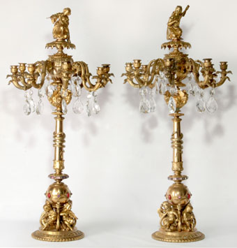 monumental 19th century french candelabra with gemstones