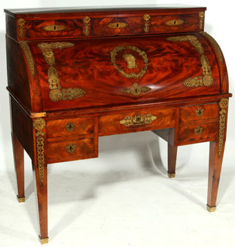 napoleon III flame mahogany bureau a cylindre