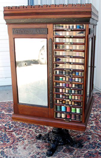 Large Beldings Walnut Silk Spool Cabinet on Stand