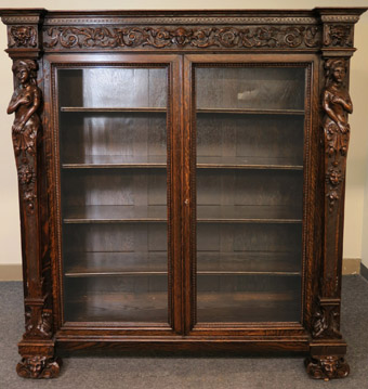 RJ Horner Figural Oak Double Door Bookcase