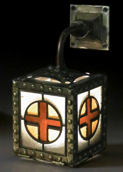 A Rare Santa Fe Railroad Leaded Glass Parlor Car Fixture, Circa 1915