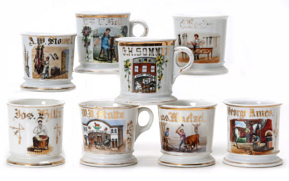 A Sampling of Stockmen Related Occupational Shaving Mugs