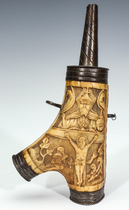 Elaborate Carved Powder Horn