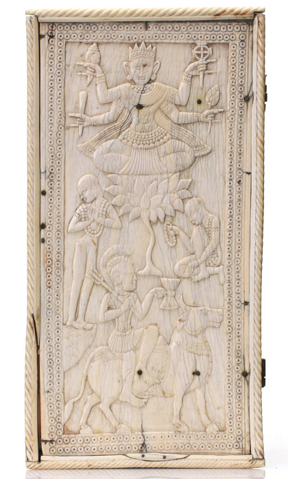 A 17th Century South Indian Ivory Box with Buddha