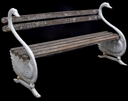 Large Iron Swan Bench